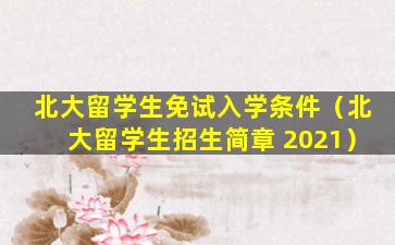 北大留学生免试入学条件（北大留学生招生简章 2021）